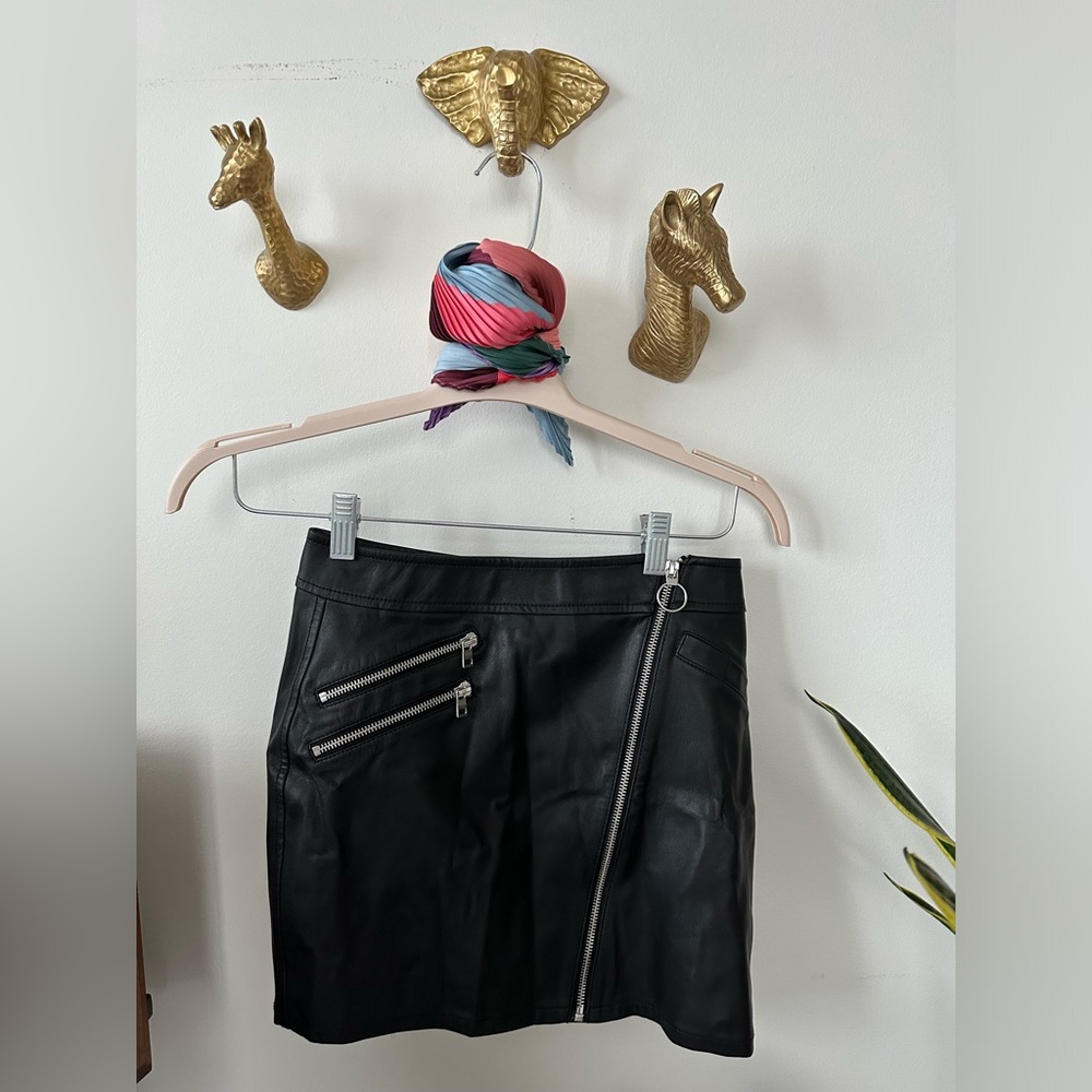 Mini Leather Skirt with Zipper detailing
